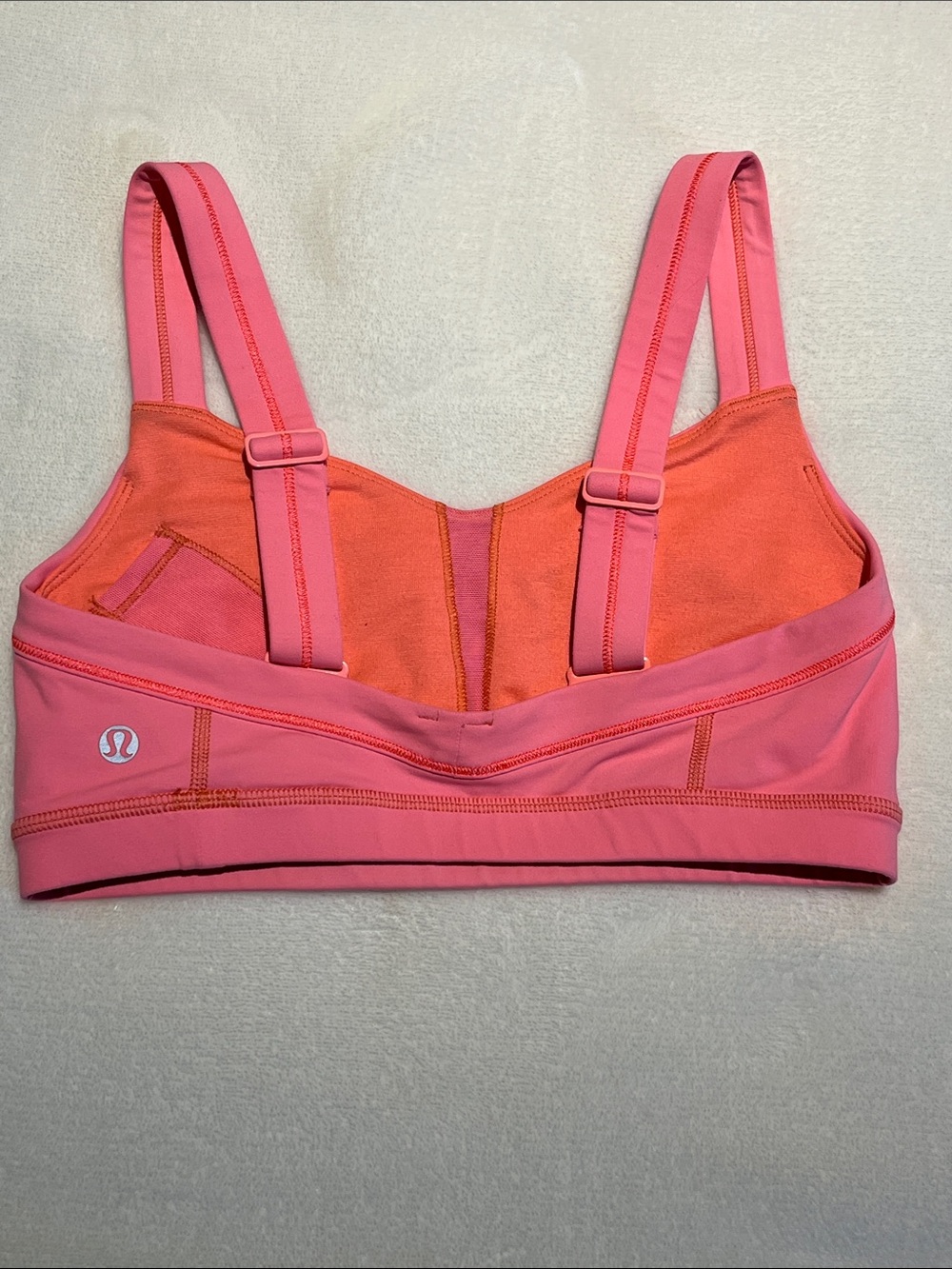 lululemon Pink Adjustable-Strap multi wear Sports Bra Size 6 w/ key pocket